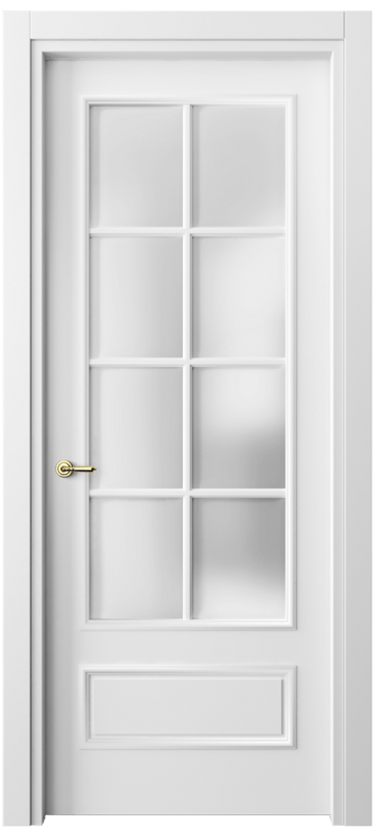 Межкомнатная дверь Париж 8112 Матовый белоснежный Сатинированное стекло Цена 466633 ₸| Volhovec