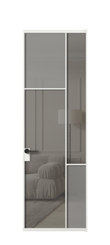 Межкомнатная дверь Mosaic АЛПЛ041.10 Алюминий белоснежный Сатинированное серое стекло, триплекс, 6 мм + Прозрачное серое стекло, триплекс Цена 1035030 ₸ | Volhovec