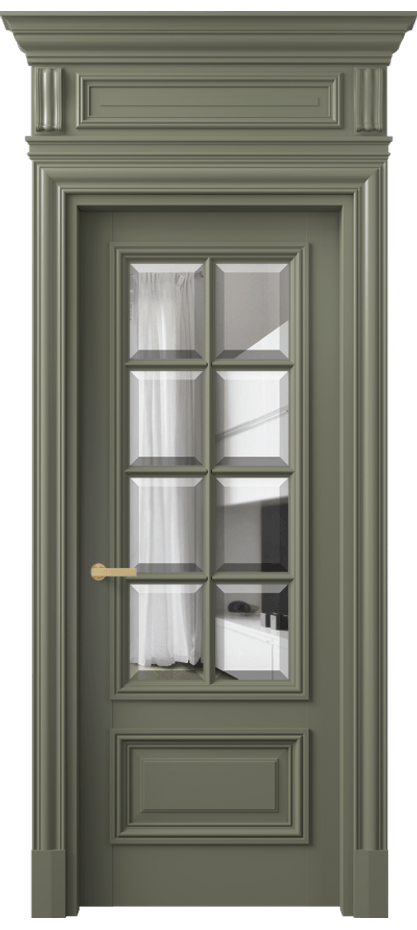 Межкомнатная дверь Антик 7316 Матовый оливковый тёмный Прозрачное стекло с фацетом Цена 1373720 ₸ | Volhovec