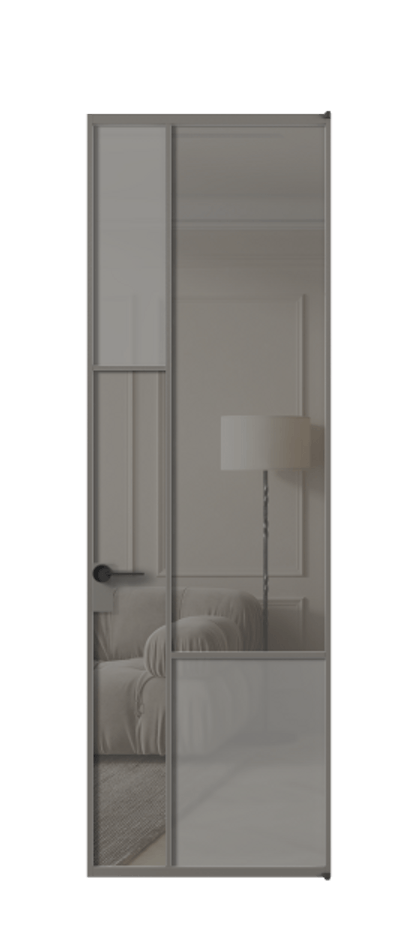 Межкомнатная дверь Mosaic АЛПЛ041.13 Алюминий классический серый Сатинированное серое стекло, триплекс, 6 мм + Прозрачное серое стекло, триплекс Цена 1035030 ₸ | Volhovec