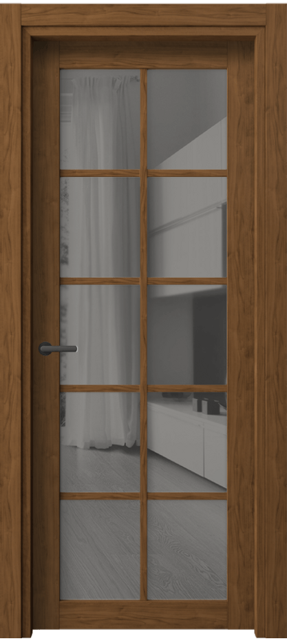 Межкомнатная дверь Нео 2106 Лесной орех Двустороннее серое зеркало, триплекс Цена 305416 ₸ | Volhovec
