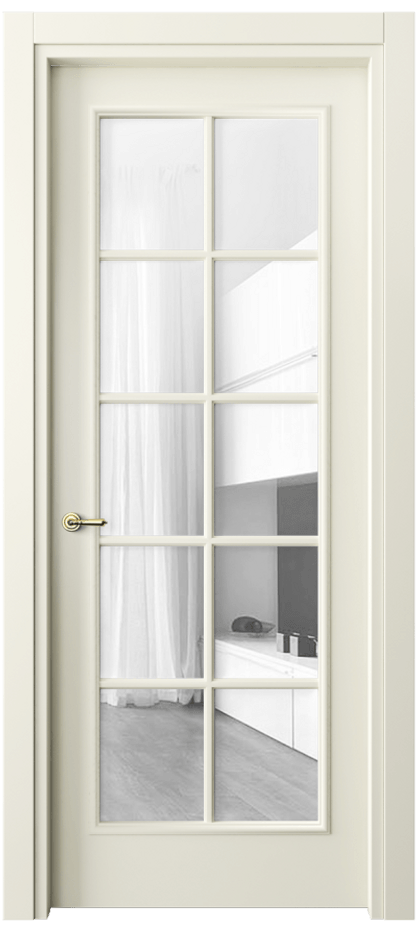 Межкомнатная дверь Paris 8102 Матовый молочно-белый Прозрачное стекло Цена 480470 ₸| Volhovec
