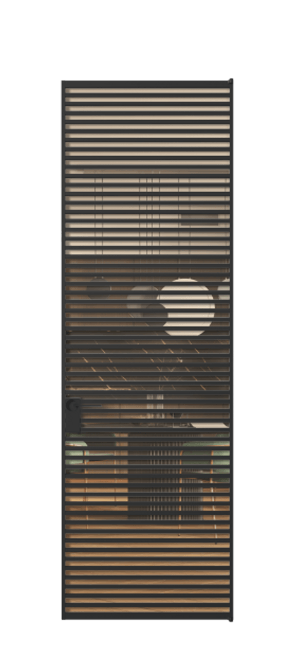 Алюминиевая дверь АЛПЛ040.07 Алюминий Черный Прозрачное оранжевое стекло, триплекс Цена 1162950  | Volhovec