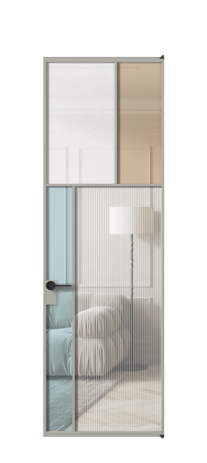 Межкомнатная дверь Мозаик АЛПЛ041.22 Алюминий нейтральный серый Комбинация стекол Группы 1 и Группы 3 Цена 1299337 ₸ | Volhovec