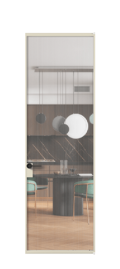 Алюминиевая дверь АЛПЛ040.01 Алюминий бежево-серый Рифлёное стекло "Moru", триплекс Цена 783560  | Volhovec