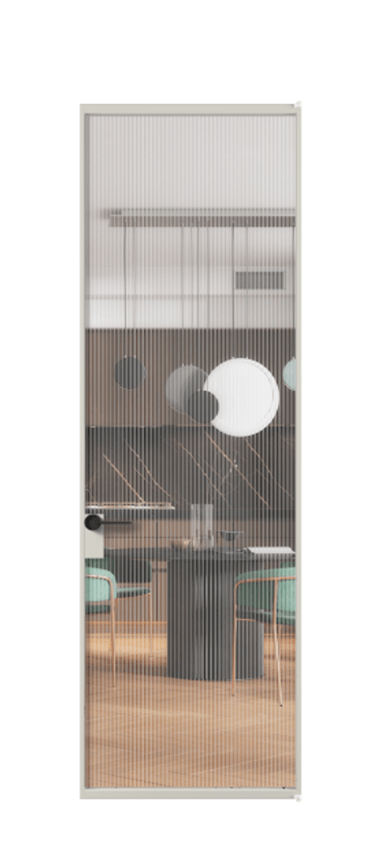 Алюминиевая дверь АЛПЛ040.01 Алюминий тёплый серый Рифлёное стекло "Moru", триплекс Цена 783560  | Volhovec