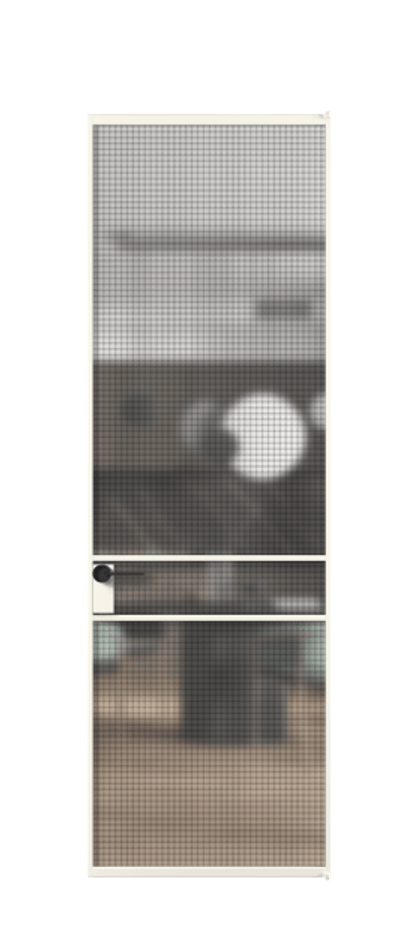 Алюминиевая дверь АЛПЛ040.02 Алюминий пудровый белый Декоративное стекло с сеткой "Mesh silver", триплекс Цена 813510  | Volhovec