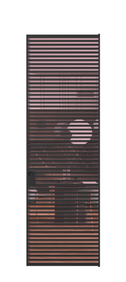 Алюминиевая дверь АЛПЛ040.07 Алюминий Черный Прозрачное розовое стекло, триплекс Цена 1162950  | Volhovec