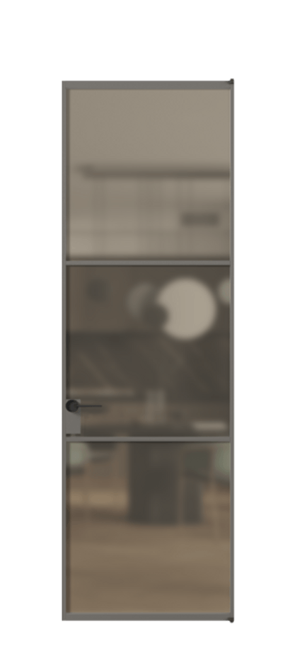 Алюминиевая дверь АЛПЛ040.03 Алюминий классический серый Сатинированное бронзовое стекло, триплекс Цена 773570  | Volhovec