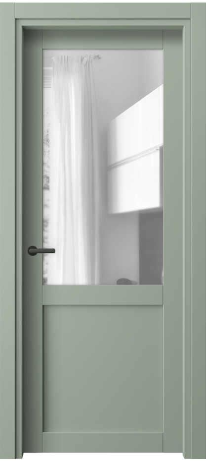 Межкомнатная дверь Нео 2122 ПЭТ светло-оливковый Прозрачное стекло, триплекс Цена 194662 ₸ | Volhovec