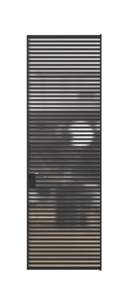 Алюминиевая дверь АЛПЛ040.07 Алюминий Черный Сатинированное стекло "Matelux Crystal Vision", калёное, матовое, каленое 6 мм Цена 1433760  | Volhovec