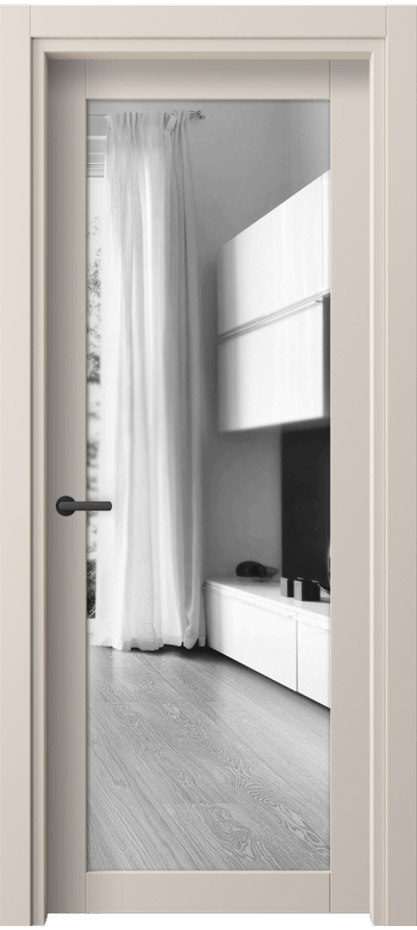 Межкомнатная дверь Neo 2102 ПЭТ пудровый бежевый Двустороннее зеркало, триплекс Цена 210280 ₸ | Volhovec