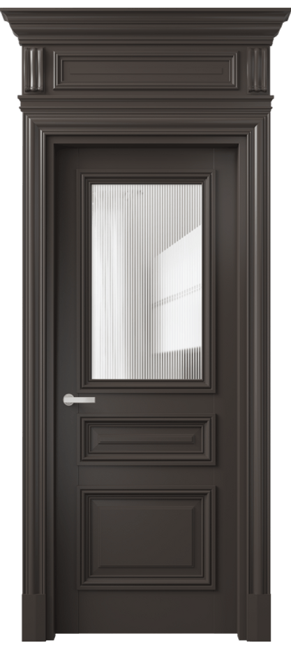 Межкомнатная дверь Антик 7304 Матовый антрацит Рифлёное стекло "Дюна", триплекс Цена 1257296 ₸ | Volhovec