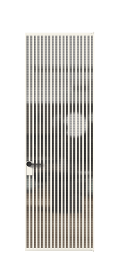 Алюминиевая дверь АЛПЛ040.06 Алюминий пудровый белый Декоративное стекло с сеткой "Mesh silver", триплекс Цена 1247310  | Volhovec