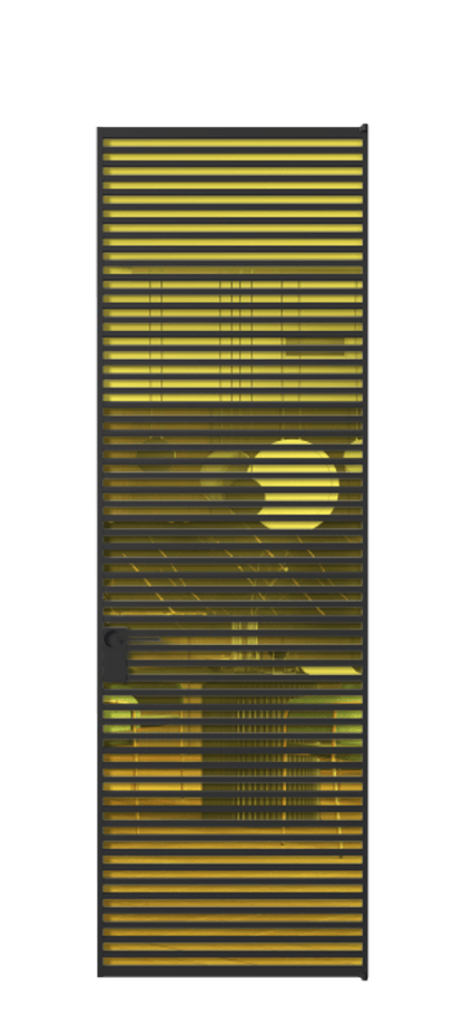 Алюминиевая дверь АЛПЛ040.07 Алюминий Черный Прозрачное жёлтое стекло, триплекс Цена 1162950  | Volhovec