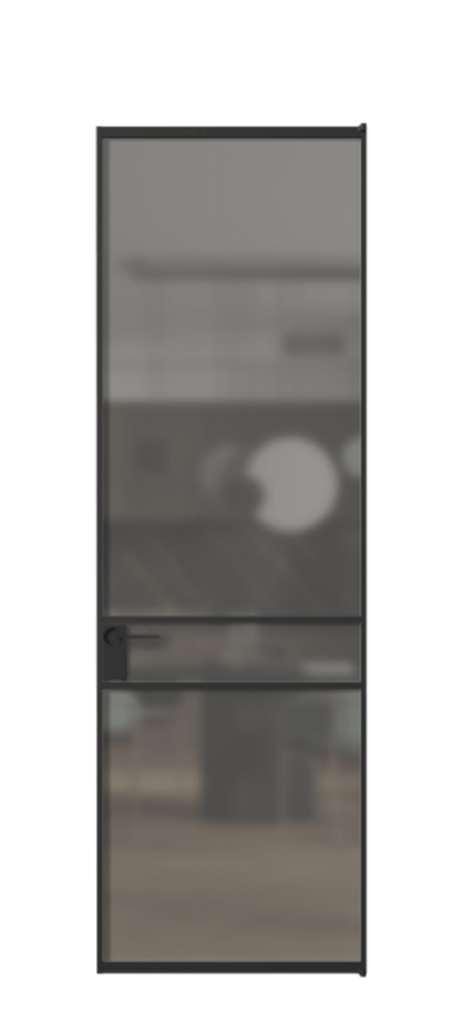 Алюминиевая дверь АЛПЛ040.02 Алюминий Черный Сатинированное серое стекло, триплекс Цена 749610  | Volhovec