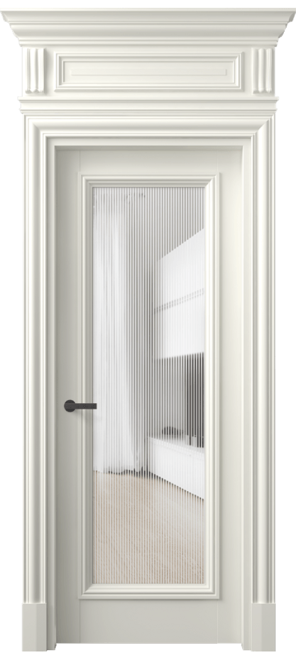 Межкомнатная дверь Антик 7300 Матовый жемчужный Рифлёное стекло "Дюна", триплекс Цена 1257296 ₸ | Volhovec