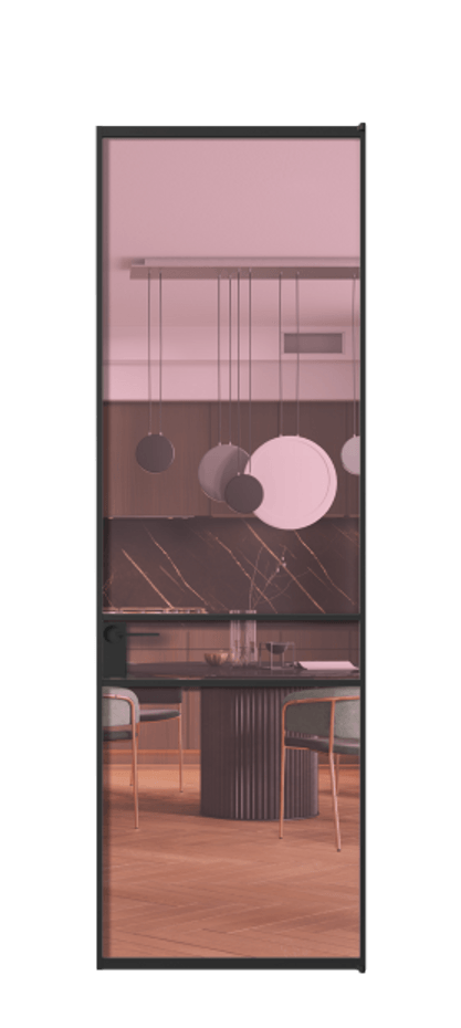 Алюминиевая дверь АЛПЛ040.02 Алюминий Черный Прозрачное розовое стекло, триплекс Цена 749610  | Volhovec