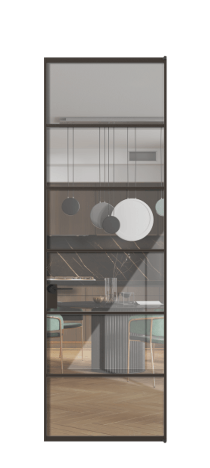 Алюминиевая дверь АЛПЛ040.04 Алюминий антрацит Рефлективное прозрачное стекло "Stopsol", калёное Цена 982610  | Volhovec