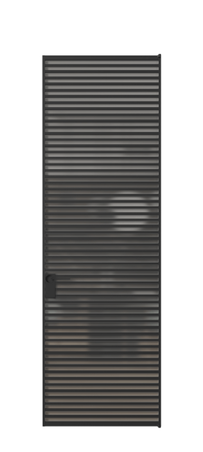 Алюминиевая дверь АЛПЛ040.07 Алюминий Черный Сатинированное серое стекло, триплекс Цена 1162950  | Volhovec