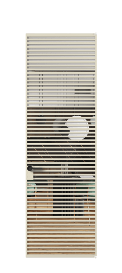 Алюминиевая дверь АЛПЛ040.07 Алюминий бежево-серый Прозрачное стекло "Кристал Вижн", калёное Цена 1511168  | Volhovec