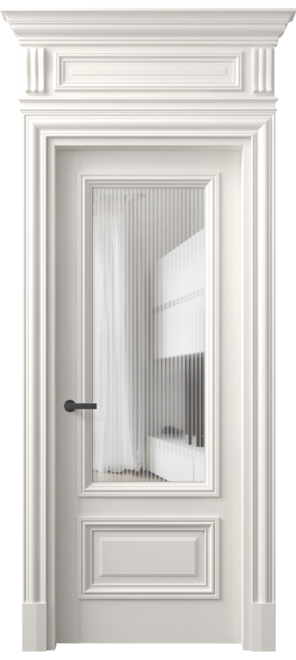 Межкомнатная дверь Антик 7306 Матовый пудровый белый Рифлёное стекло "Мору", триплекс Цена 1272416 ₸ | Volhovec