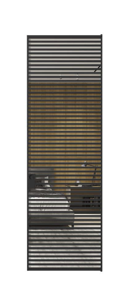 Алюминиевая дверь АЛПЛ040.07 Алюминий Черный Двустороннее зеркало, триплекс , триплекс 6 мм Цена 1162950  | Volhovec