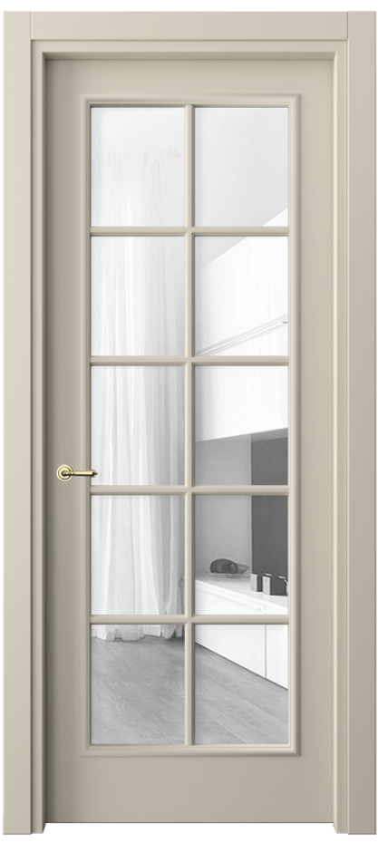 Межкомнатная дверь Paris 8102 Матовый бежево-серый Прозрачное стекло Цена 384380 ₸| Volhovec