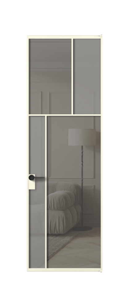 Межкомнатная дверь Mosaic АЛПЛ041.22 Алюминий молочно-белый Сатинированное серое стекло, триплекс, 6 мм + Прозрачное серое стекло, триплекс Цена 1035030 ₸ | Volhovec