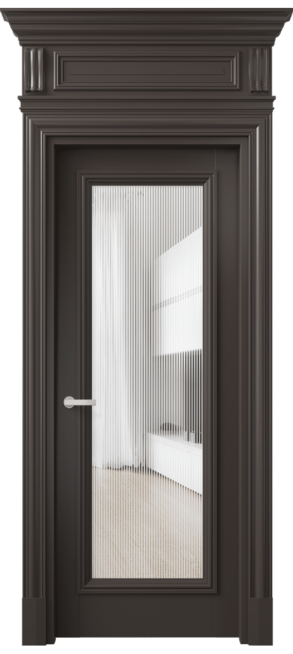 Межкомнатная дверь Antique 7300 Бук антрацит Рифлёное стекло "Дюна", триплекс Цена 1052120 ₸ | Volhovec