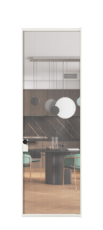 Алюминиевая дверь АЛПЛ040.01 Алюминий светло-серый Рифлёное стекло "Moru", триплекс Цена 783560  | Volhovec