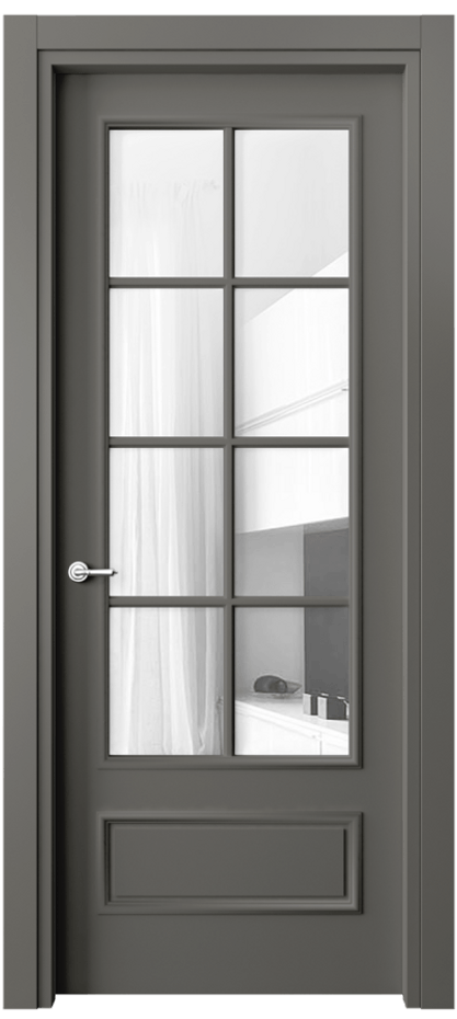 Межкомнатная дверь Paris 8112 Матовый классический серый Прозрачное стекло Цена 384380 ₸| Volhovec