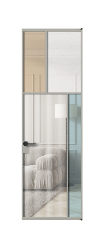 Межкомнатная дверь Mosaic АЛПЛ041.23 Алюминий нейтральный серый Комбинация стекол Группы 1 и Группы 3 Цена 1072470 ₸ | Volhovec