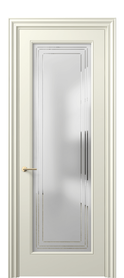 Межкомнатная дверь Mascot 8400 Матовый молочно-белый Сатинированное стекло с гравировкой "Грани", триплекс Цена 436540 ₸ | Volhovec