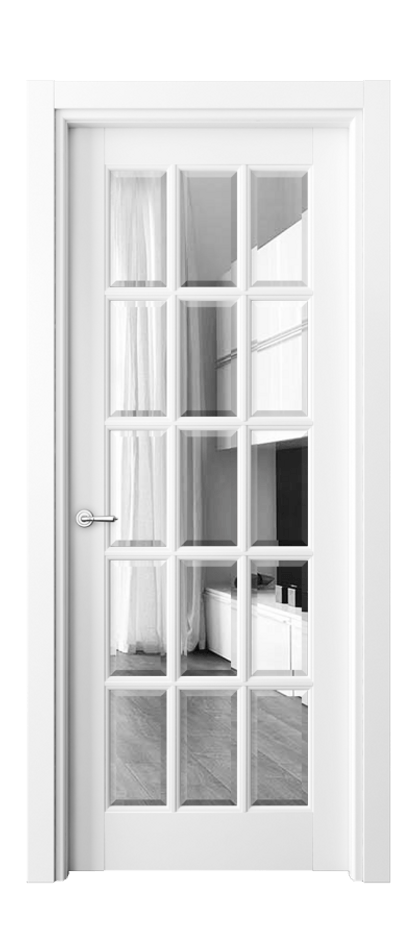 Межкомнатная дверь Тоскана Грильято 6311 Матовый белоснежный Двустороннее зеркало с фацетом, триплекс Цена 898876 ₸ | Volhovec