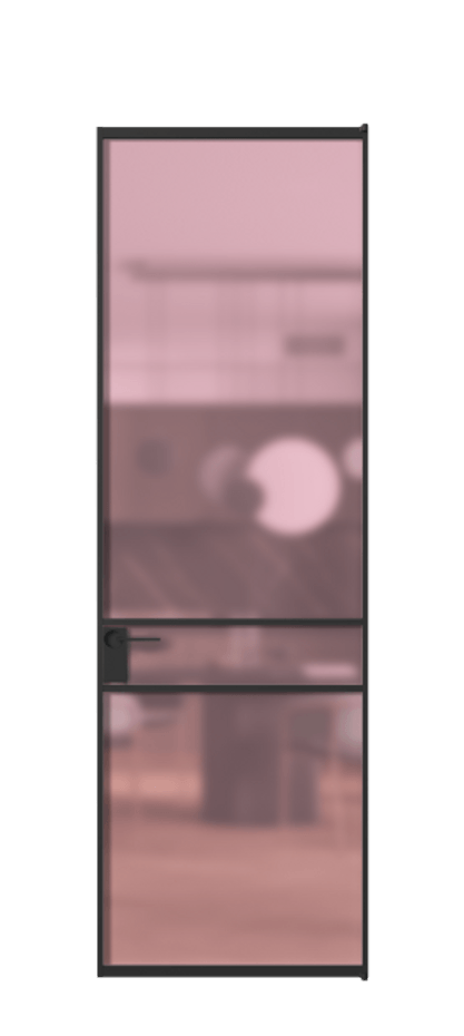 Алюминиевая дверь АЛПЛ040.02 Алюминий Черный Сатинированное розовое стекло, триплекс Цена 749610  | Volhovec