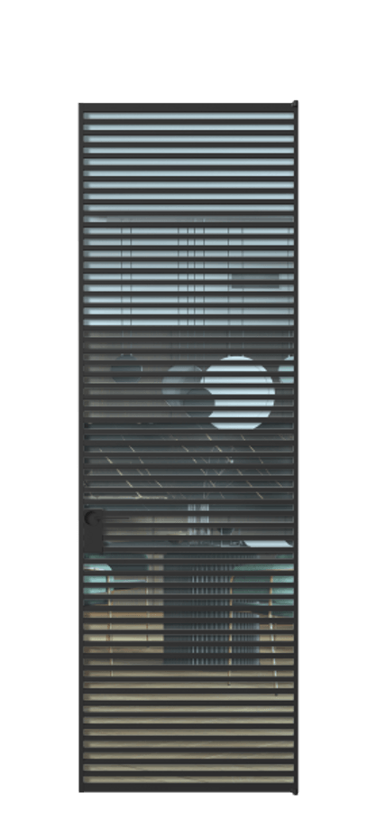 Алюминиевая дверь АЛПЛ040.07 Алюминий Черный Прозрачное голубое стекло, триплекс Цена 1162950  | Volhovec