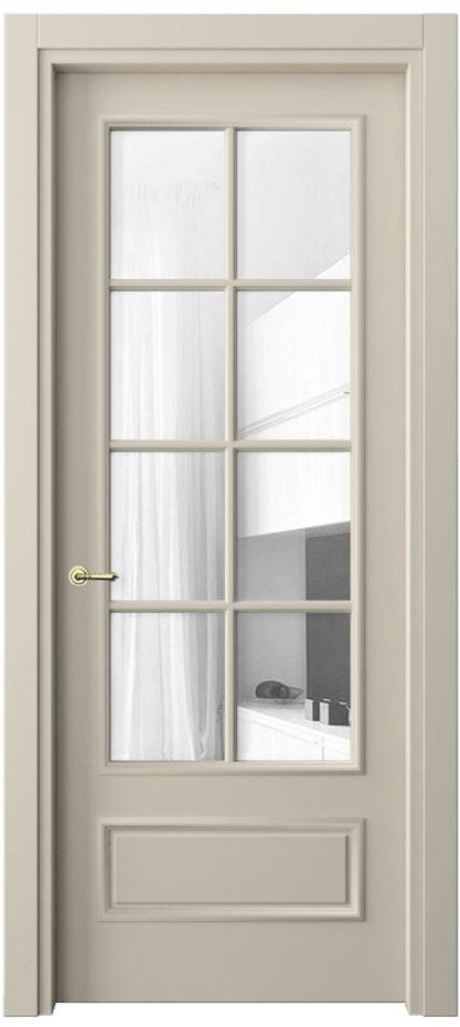 Межкомнатная дверь Paris 8112 Матовый бежево-серый Прозрачное стекло Цена 384380 ₸| Volhovec