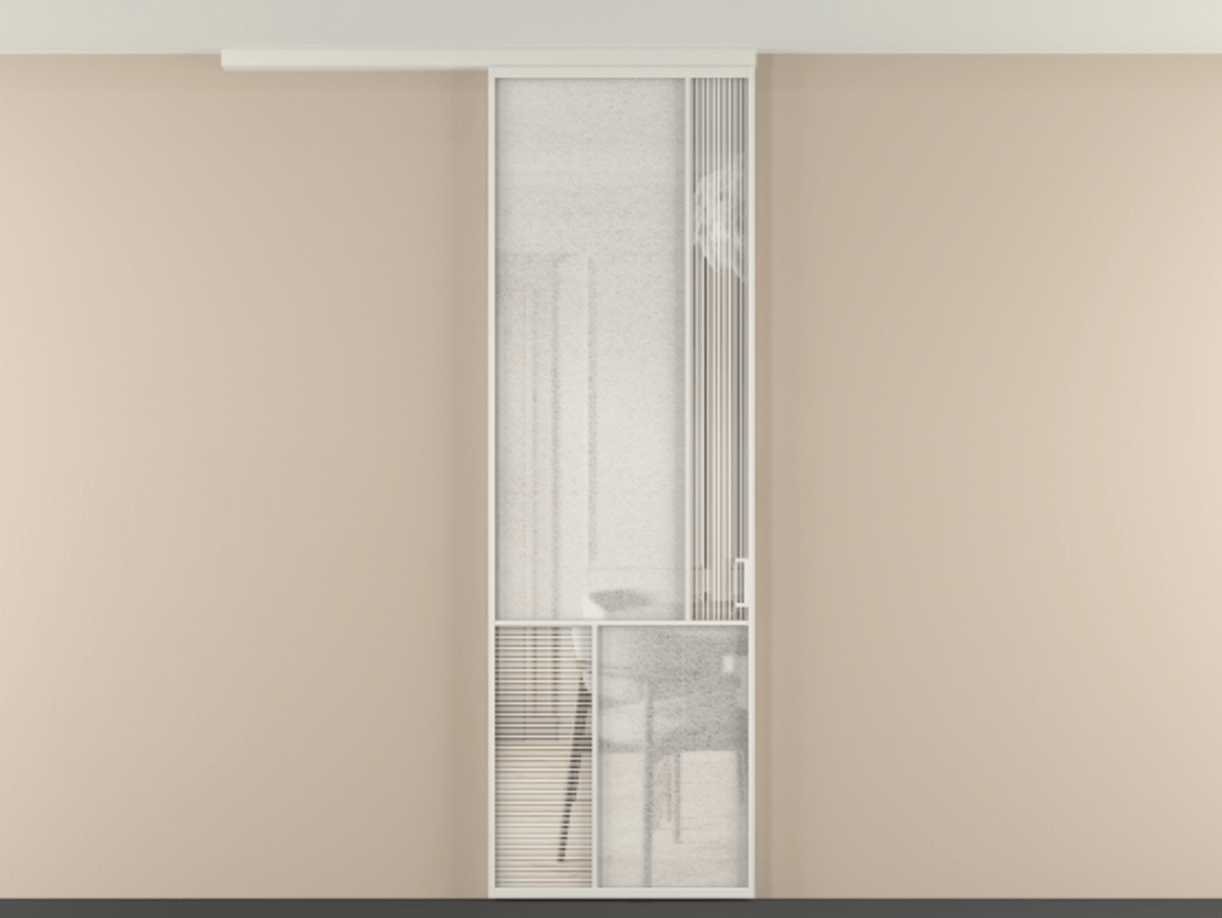 Перегородка Мозаик вдоль стены на потолок 1 створка АЛПР 041.21 Алюминий Белый Рифлёное стекло "Дюна", триплекс, 6 мм + Фактурное стекло "Лёд", триплекс. Скрытый короб БЕЛ Цена 1039954 ₸ . Фабрика дверей Волховец 8 (800) 551 43 19 Перегородка Мозаик вдоль стены на потолок 1 створка АЛПР 041.21 Алюминий Белый Рифлёное стекло "Дюна", триплекс, 6 мм + Фактурное стекло "Лёд", триплекс Цена 1039954 ₸ | Volhovec