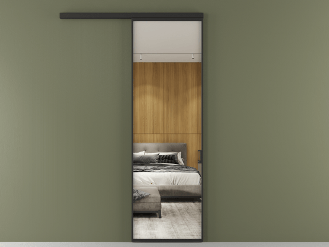 Перегородка Formato вдоль стены 1 створка АЛПР 040.01 Алюминий Черный Двустороннее зеркало, триплекс , триплекс 6 мм Цена 609900 ₸  | Volhovec