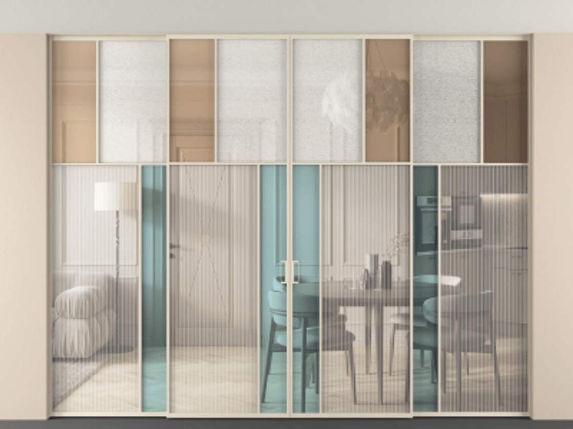 Перегородка Mosaic внутри проёма скрытое крепление в потолок 4 створки АЛПР 041.22 Алюминий бежево-серый Комбинация стекол Группы 1 и Группы 3. Цена 3851700 ₸ . Фабрика дверей Волховец 8 (800) 551 43 19 Перегородка Mosaic внутри проёма скрытое крепление в потолок 4 створки АЛПР 041.22 Алюминий бежево-серый Комбинация стекол Группы 1 и Группы 3 Цена 3851700 ₸ | Volhovec