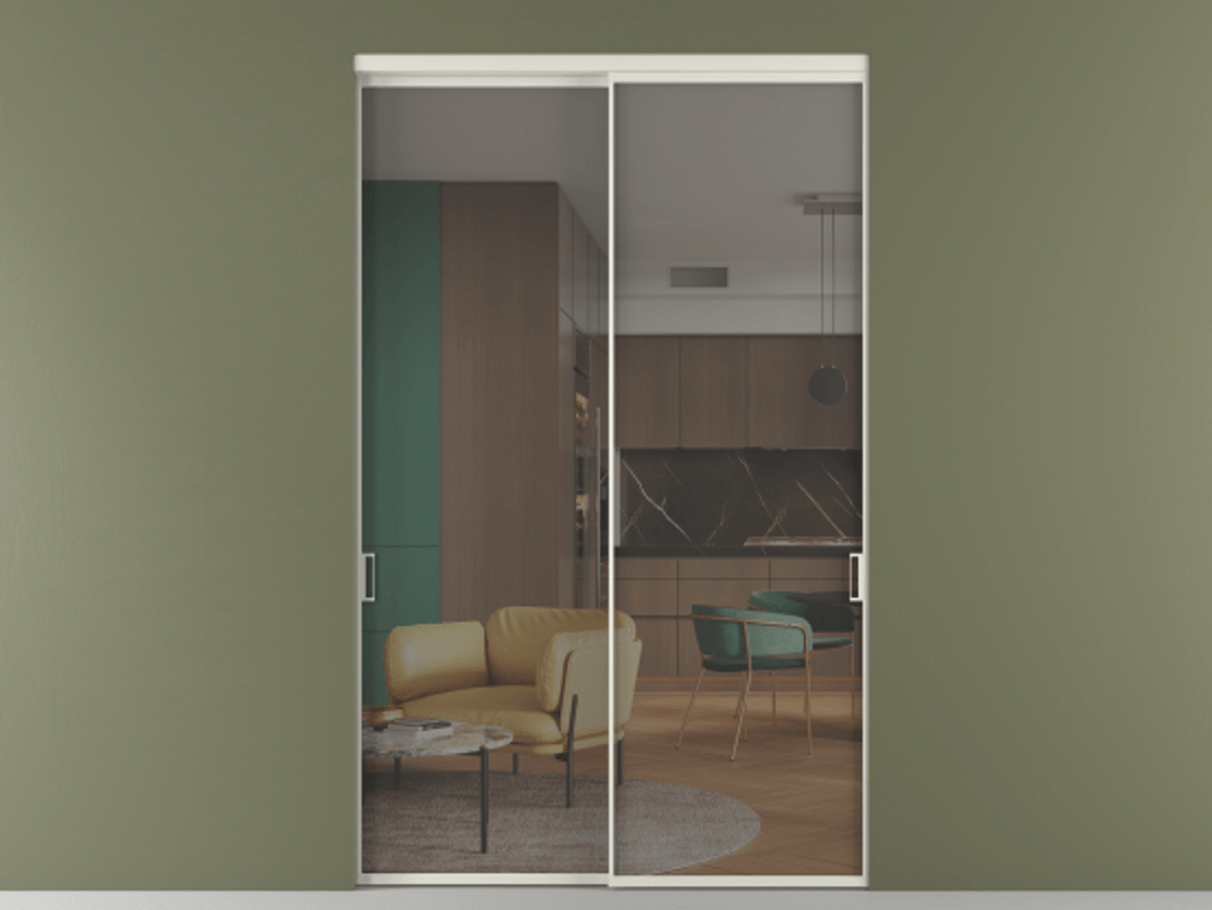 Перегородка Formato внутри проёма двустворчатая АЛПР 040.01 Алюминий Белый Прозрачное серое стекло, триплекс, 6 мм. Скрытый короб БЕЛ Цена 1120700 ₸ 1. Полотно 2 шт.  (800/2100 мм)
2. Комплект установки раздвижной системы
3. Базовый комплект фурнитуры
4.Ручка RONDO. Фабрика дверей Волховец 8 (800) 551 43 19  Перегородка Formato внутри проёма двустворчатая АЛПР 040.01 Алюминий Белый Прозрачное серое стекло, триплекс, 6 мм Цена 1120700 ₸  | Volhovec