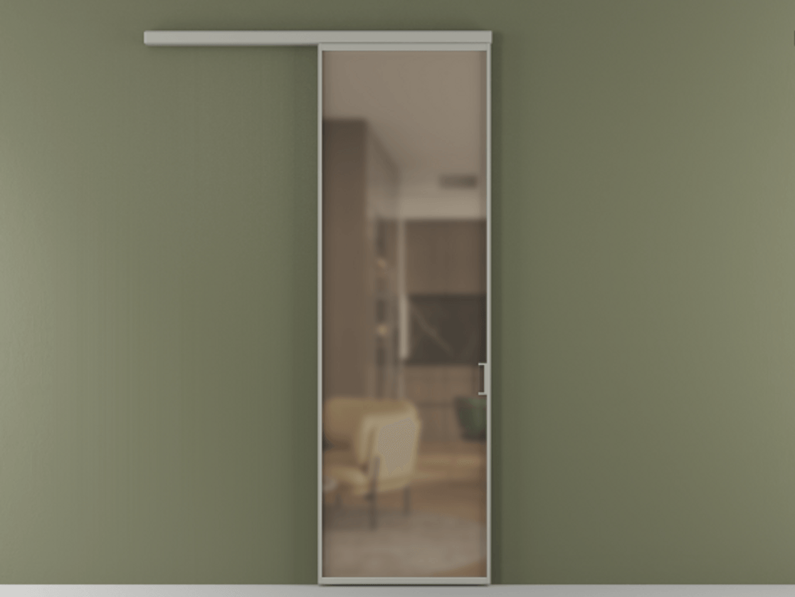 Перегородка Formato вдоль стены 1 створка АЛПР 040.01 Алюминий нейтральный серый Сатинированное бронзовое стекло, триплекс Цена 634980 ₸  | Volhovec