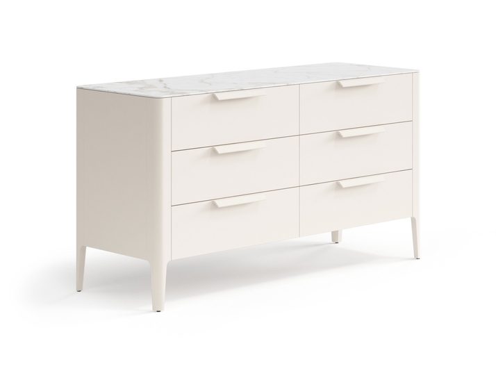 Мебель Комод Piega 6 ящиков. Цвет Матовый бежево-серый. Материал Гладкая эмаль. Коллекция Комод Piega 6 ящиков. Картинка.