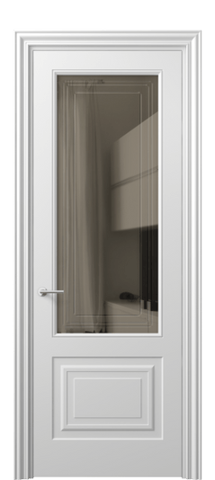Дверь межкомнатная 8452 МБЛ Бронза с гравировкой. Цвет Матовый белоснежный. Материал Гладкая эмаль. Коллекция Маскот. Картинка.