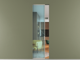 Алюминевая перегородка АЛПР 040.01 МОС ПРОЗ ГОЛ. Цвет Алюминий облачно-серый. Материал Алюминий в эмали. Коллекция Перегородка Formato скрытый пенал 1 створка. Картинка.