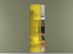 Алюминевая перегородка АЛПР 040.01 МНСР САТ ЖЕЛ. Цвет Алюминий нейтральный серый. Материал Алюминий в эмали. Коллекция Перегородка Formato скрытый пенал 1 створка. Картинка.