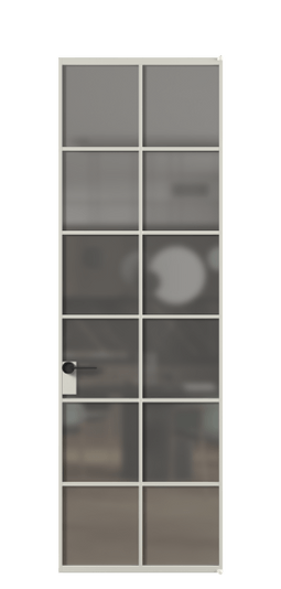 Дверь межкомнатная АЛПЛ040.05 АТСР Серый сатин триплекс. Цвет Алюминий тёплый серый. Материал Алюминий в эмали. Коллекция Formato. Картинка.