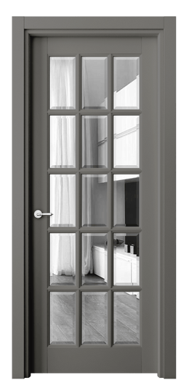 Дверь межкомнатная 6311 МКЛС Зеркало с фацетом. Цвет Матовый классический серый. Материал Гладкая эмаль. Коллекция Тоскана Грильято. Картинка.