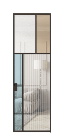 Межкомнатная дверь АЛПЛ041.22 ААН 4 стекла. Цвет Алюминий антрацит. Материал Алюминий в эмали. Коллекция Mosaic. Фото. Дверь межкомнатная АЛПЛ041.22 ААН 4 стекла. Цвет Алюминий антрацит. Материал Алюминий в эмали. Коллекция Mosaic. Картинка.